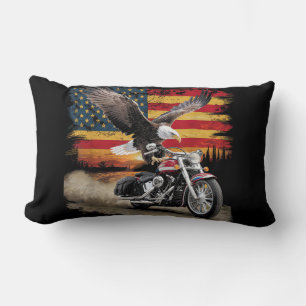Cojín Lumbar Bandera Americana Motocicleta Tshirt Estados Unido
