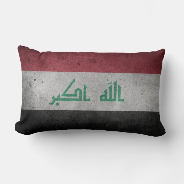 Cojín Lumbar Bandera apenada vintage de Iraq (Anverso)