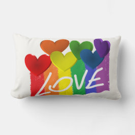 Cojín Lumbar Bandera arco iris PRIDE con amor al corazón 3D