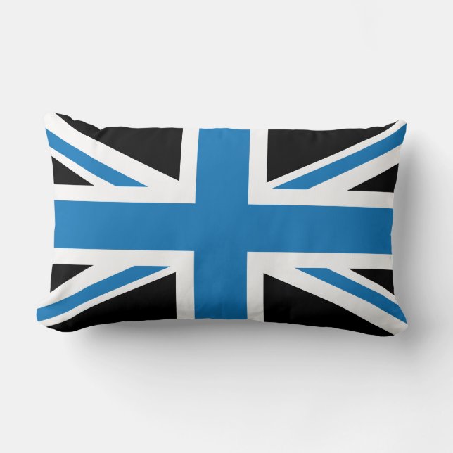 Cojín Lumbar Bandera azul marino fresca de Union Jack (Anverso)