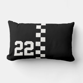Cojín Lumbar Bandera De Carreras Personalizada Negra Y Blanca