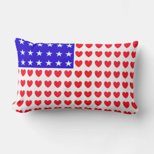 Cojín Lumbar Bandera de Corazones y Estrellas