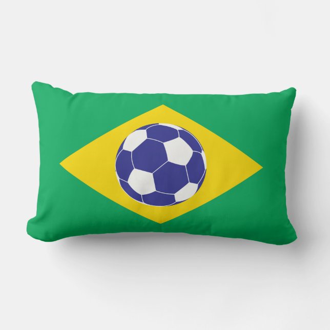 Cojín Lumbar Bandera de fútbol de Brasil (Anverso)