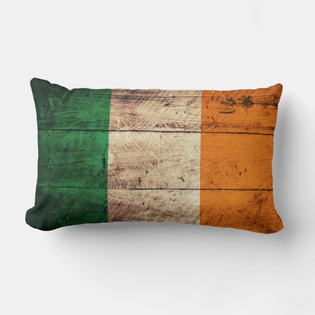 Cojín Lumbar Bandera de Irlanda de madera antigua (Anverso)