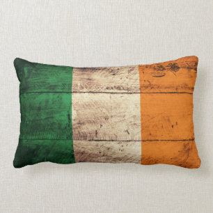Cojín Lumbar Bandera de Irlanda de madera antigua