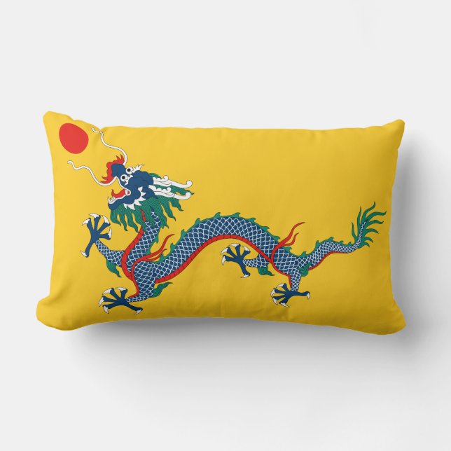 Cojín Lumbar Bandera de la dinastía Qing china (dragón chino) ( (Anverso)