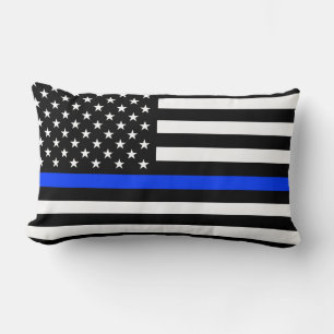 Cojín Lumbar Bandera de la policía de la delgada línea azul