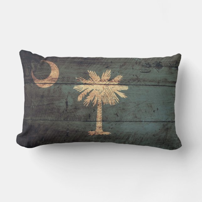 Cojín Lumbar Bandera de madera vieja de Carolina del Sur; (Anverso)