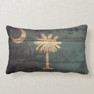Cojín Lumbar Bandera de madera vieja de Carolina del Sur;