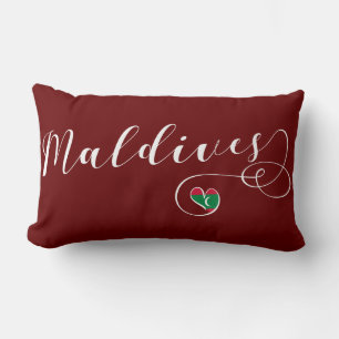 Cojín Lumbar Bandera de Maldivas, corazón de Maldivas