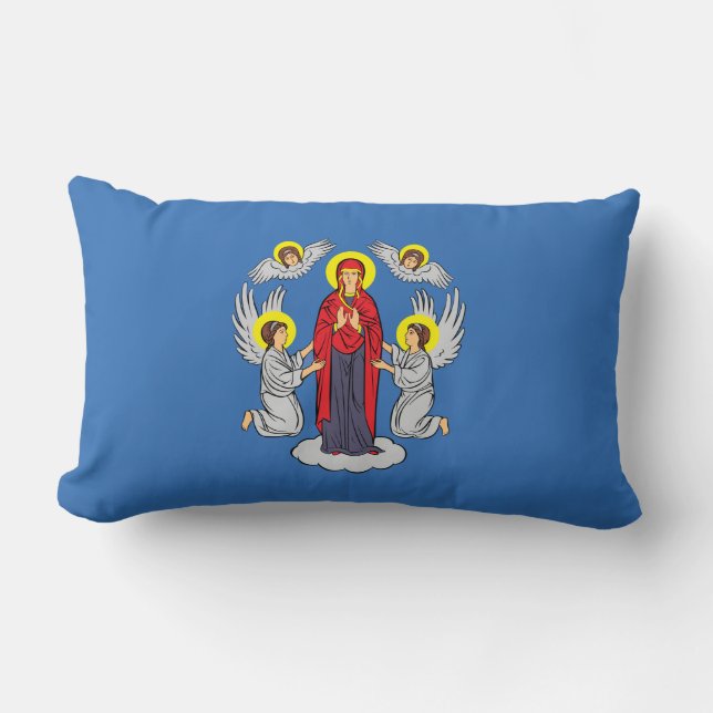 Cojín Lumbar Bandera de Minsk (Belarús) (Anverso)