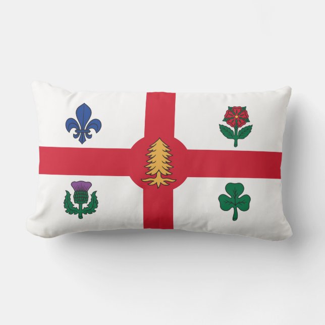 Cojín Lumbar Bandera de Montreal (Quebec, Canadá) (Anverso)