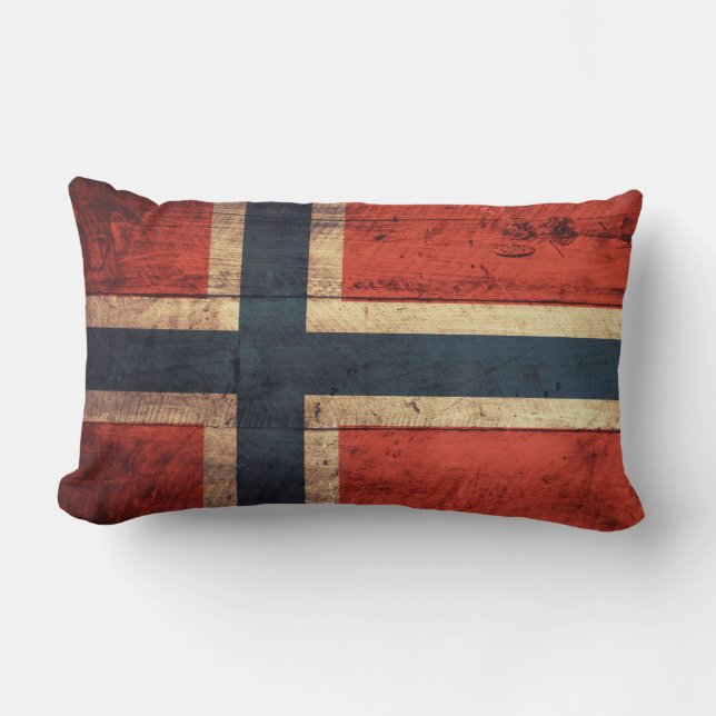 Cojín Lumbar Bandera de Noruega de madera (Anverso)