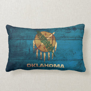 Cojín Lumbar Bandera de Oklahoma de madera antigua;