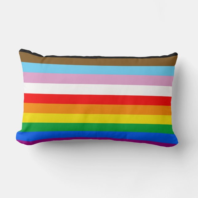 COJÍN LUMBAR BANDERA DE ORGULLO INCLUSIVO LGBTQ+ (Anverso)