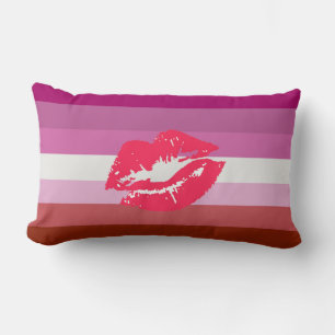 Cojín Lumbar Bandera de Orgullo Lesbiana de Labial