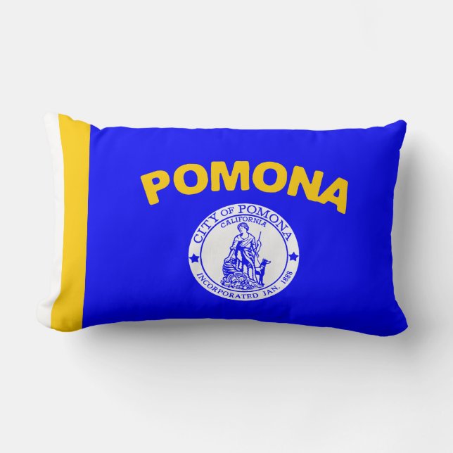 Cojín Lumbar Bandera de Pomona (California) (Anverso)