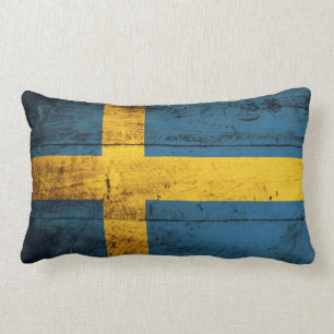 Cojín Lumbar Bandera de Suecia de madera antigua