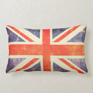 Cojín Lumbar Bandera de Union Jack del vintage