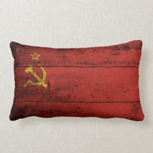 Cojín Lumbar Bandera de Unión Soviética en grano de madera