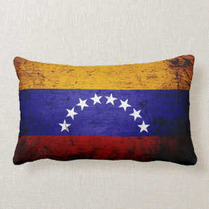 Cojín Lumbar Bandera de Venezuela de Grunge Negro