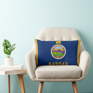 Cojín Lumbar Bandera del estado de Kansas Imprimir Patriótico