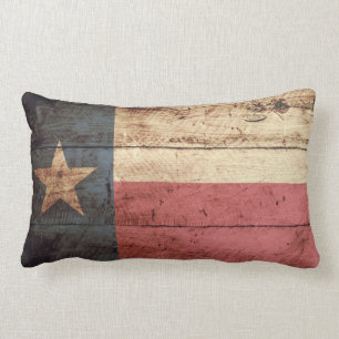 Cojín Lumbar Bandera del estado de Tejas en grano de madera