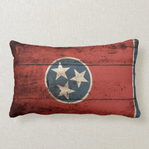 Cojín Lumbar Bandera del estado de Tennessee en grano de madera