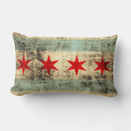 Cojín Lumbar Bandera del Grunge del vintage de Chicago
