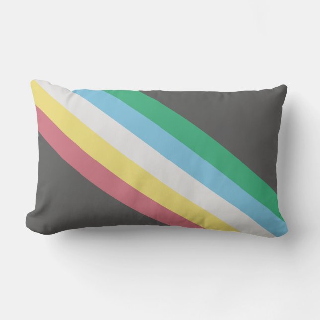 Cojín Lumbar Bandera del Orgullo de la Discapacidad (Anverso)