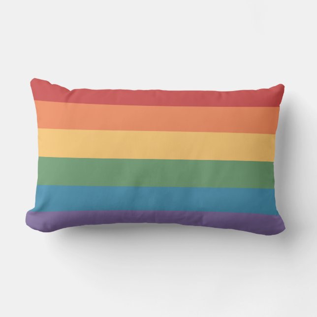 Cojín Lumbar Bandera del Orgullo Gay calentada (Anverso)