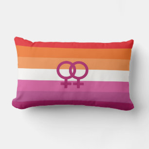 Cojín Lumbar Bandera del Orgullo Lesbiana WLW