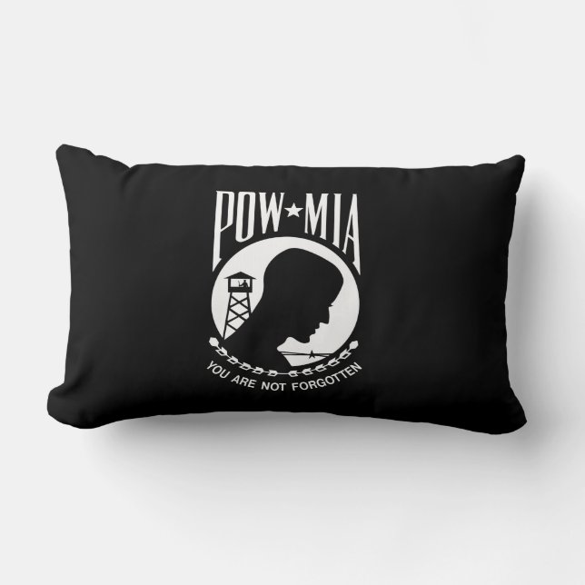 Cojín Lumbar Bandera del POW MIA: Soldados desaparecidos en la  (Anverso)