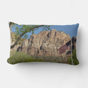 Cojín Lumbar Bandera estadounidense en el Parque Nacional de Zi