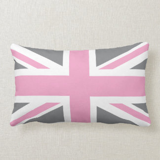 Cojín Lumbar Bandera gris rosada de Union Jack Británicos