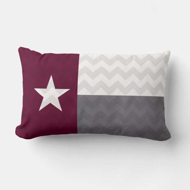 Cojín Lumbar Bandera marrón Chevron de Tejas (Anverso)