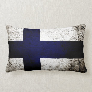 Cojín Lumbar Bandera negra de Finlandia del Grunge