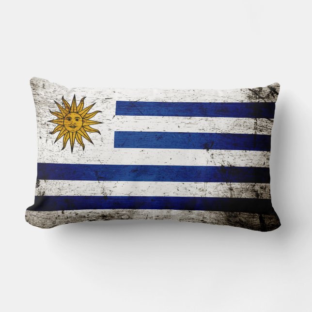 Cojín Lumbar Bandera negra de Uruguay del Grunge (Anverso)