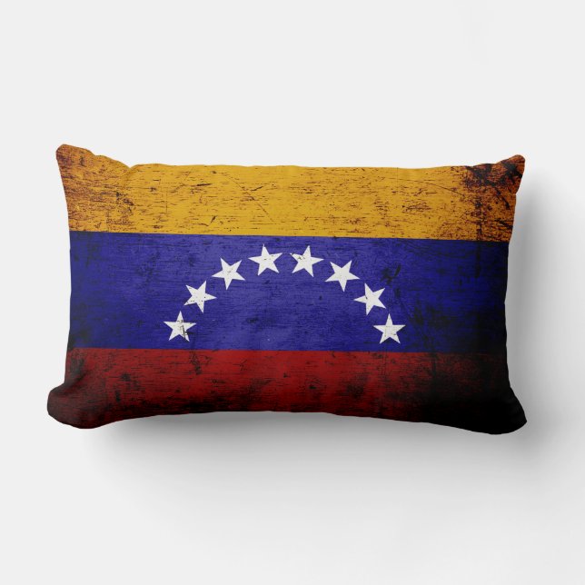Cojín Lumbar Bandera negra de Venezuela del Grunge (Anverso)