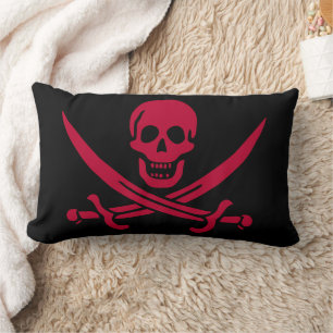 Cojín Lumbar Bandera pirata de Calico Jack Cráneo y espadas esc