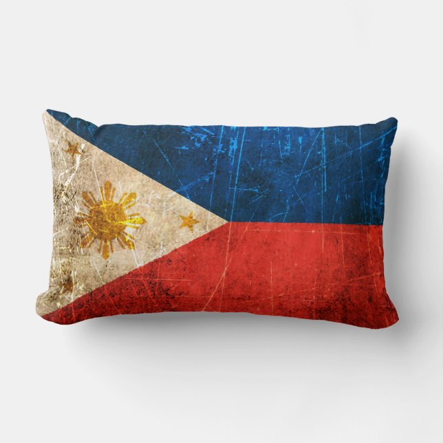 Cojín Lumbar Bandera rasguñada y llevada del filipino del (Anverso)
