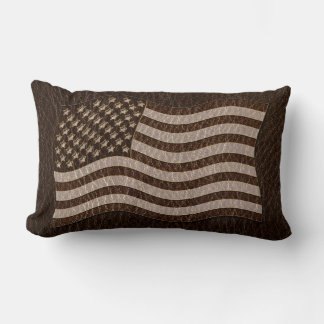 Cojín Lumbar Bandera USA de cuero oscuro