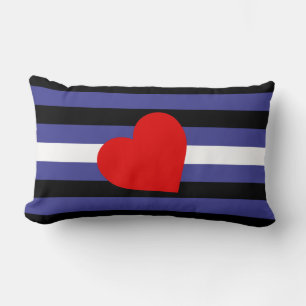Cojín Lumbar Bandera y corazón del orgullo de cuero