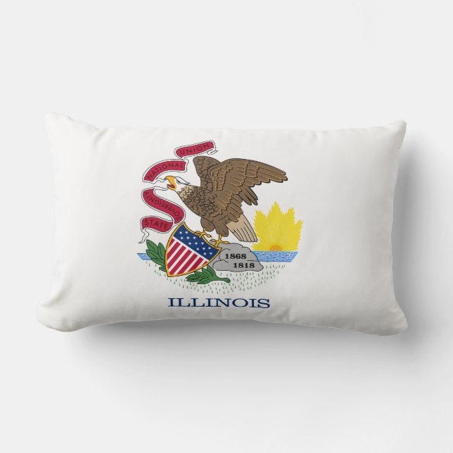 Cojín Lumbar Bandera y foco de Illinois (Anverso)
