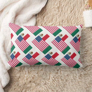 Cojín Lumbar Banderas mexicana y estadounidense