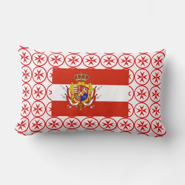 Cojín Lumbar Banner blanco rojo Gran Ducado de la Toscana (Anverso)