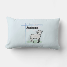 Cojín Lumbar Baptism Blue Boy Lamb, Personalizable