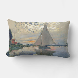 Cojín Lumbar Barco de vela de Monet Impresionismo francés Arte 
