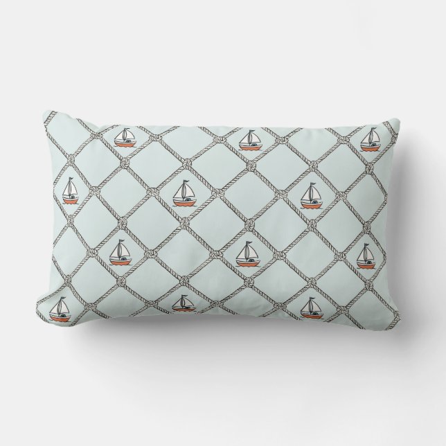 Cojín Lumbar Barco náutico de mano con raya (Anverso)