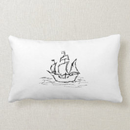 Cojín Lumbar Barco pirata. Blanco y negro.
